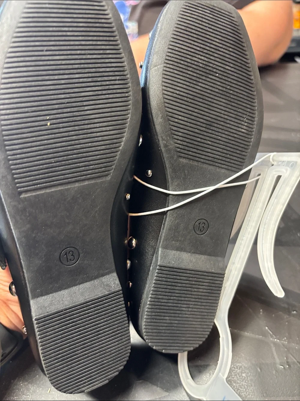 art class Black Studded Mary Jane Flats with Silver Accents b185